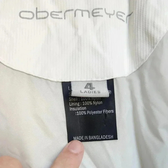 Obermeyer Size 4 Blue, White & Black Polyester Zip Up Hooded Snow Jacket - Picture 14 of 14